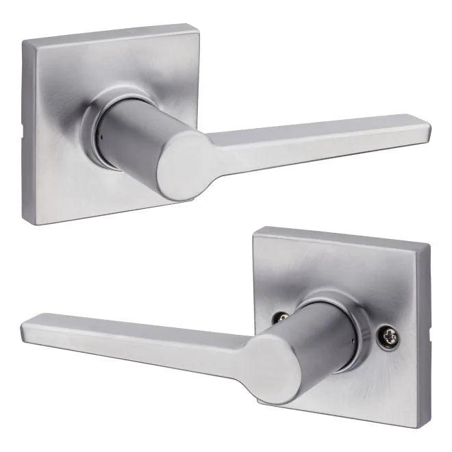 Kwikset Safelock Daylon Passage Lever With Square Rosette in Satin Chrome finish