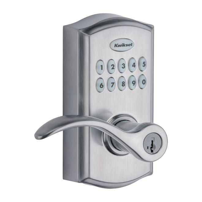 Kwikset Commercial Grade Electronic Smartcode Pembroke Lever Lock With SmartKey in Satin Chrome finish