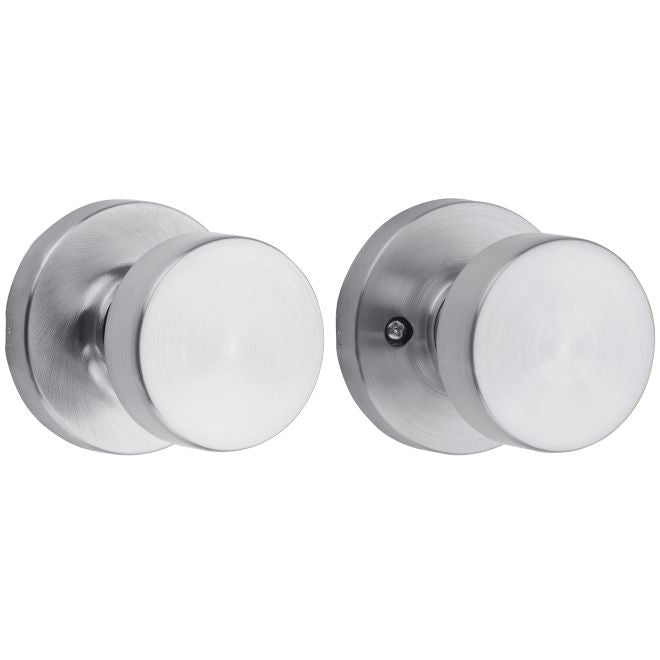 Kwikset Pismo Passage Knob With Round Rosette in Satin Chrome finish