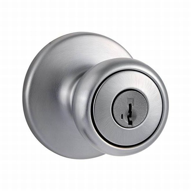 Kwikset Tylo Knob Keyed Entry Door Lock With SmartKey in Satin Chrome finish