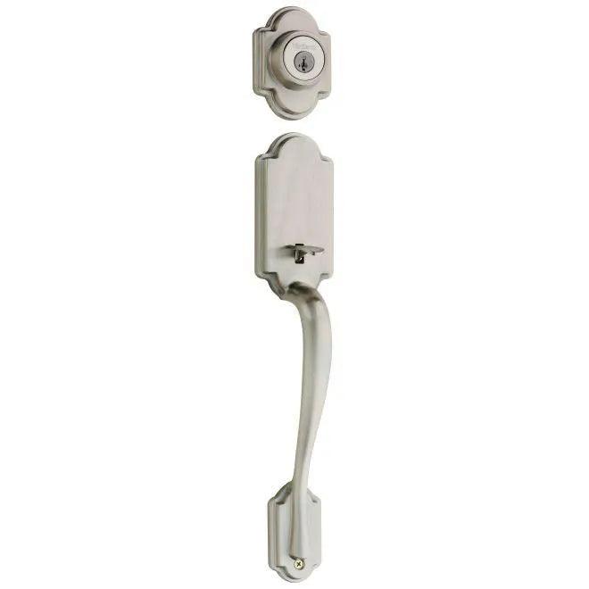 Kwikset Arlington Single Cylinder Exterior Handleset With SmartKey - Interior Trim Sold Separately in Satin Nickel finish