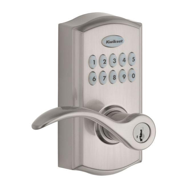 Kwikset Commercial Grade Electronic Smartcode Pembroke Lever Lock With SmartKey in Satin Nickel finish