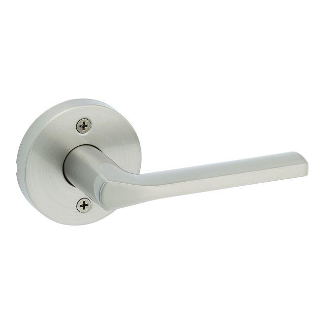 Kwikset Lisbon Lever With Round Rosette Half Dummy in Satin Nickel finish