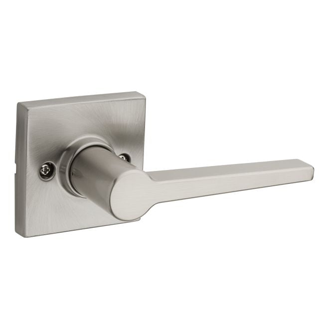 Kwikset Safelock Daylon Lever With Square Rosette Half Dummy in Satin Nickel finish