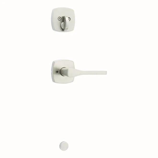 Kwikset Single Cylinder Interior Tripoli Lever With Midtown Rosette Trim - Exterior Trim Sold Separately in Satin Nickel finish