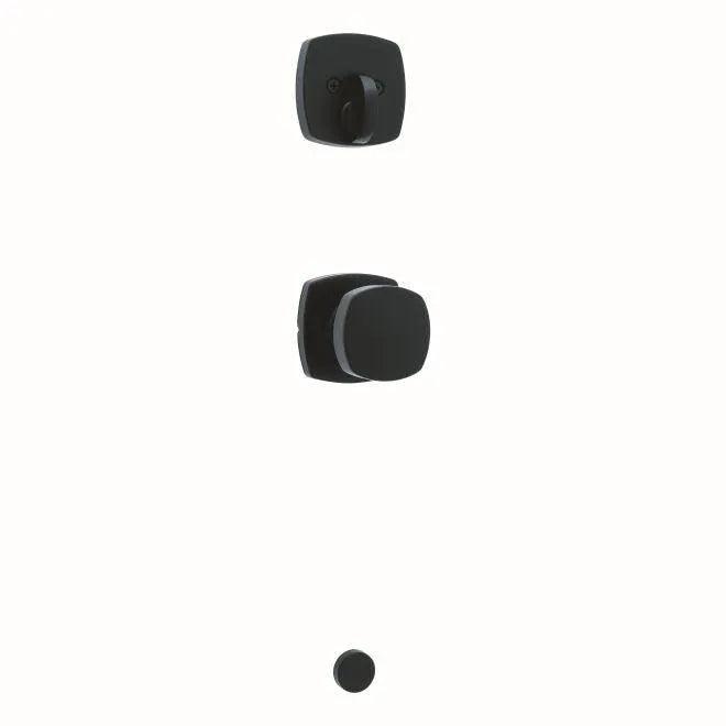 Kwikset Single Cylinder Interior Arroyo Knob With Midtown Rosette Trim - Exterior Trim Sold Separately in Matte Black finish