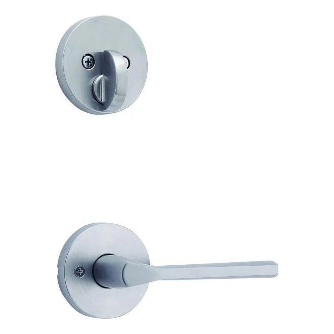 Kwikset Single Cylinder Interior Lisbon Lever Trim With Round Rosette - Exterior Trim Sold Separately in Satin Chrome finish