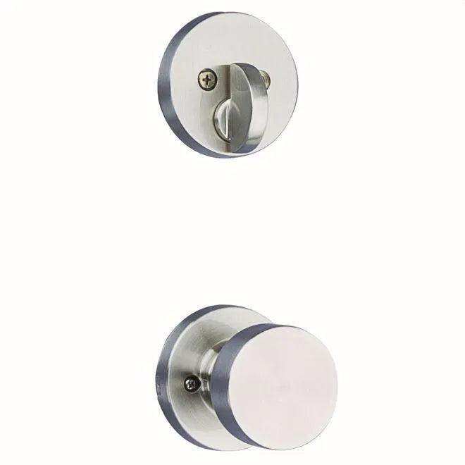 Kwikset Single Cylinder Interior Pismo Knob Trim With Round Rosette - Exterior Trim Sold Separately Satin Nickel