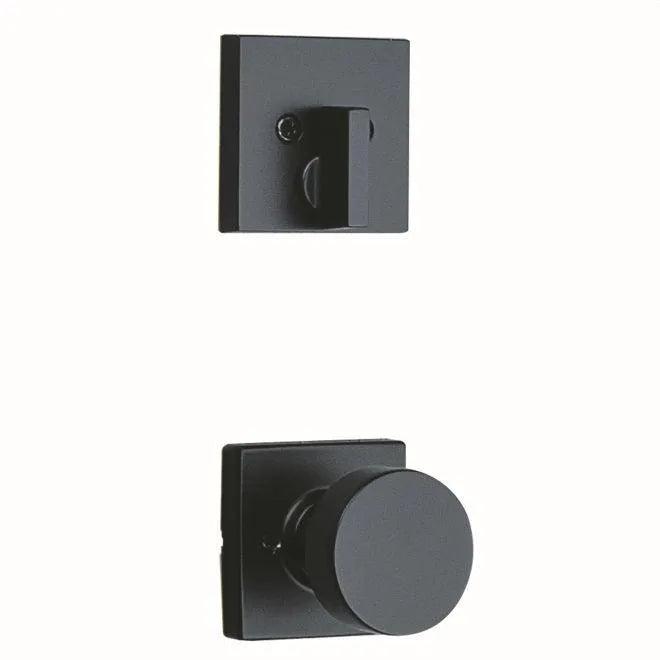 Kwikset Single Cylinder Interior Pismo Knob Trim With Square Rosette - Exterior Trim Sold Separately Matte Black