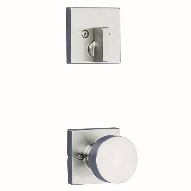 Kwikset Single Cylinder Interior Pismo Knob Trim With Square Rosette - Exterior Trim Sold Separately Satin Nickel