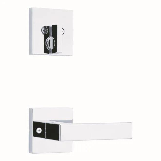Kwikset Single Cylinder Interior Singapore Lever Trim With Square Rosette - Exterior Trim Sold Separately in Polished Chrome finish