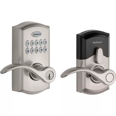 Kwikset SmartCode Light Commercial Electronic Pembroke Lever with SmartKey Satin Nickel