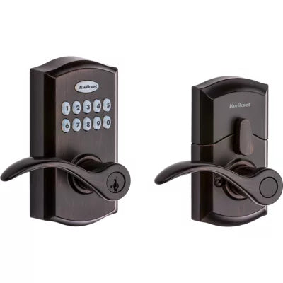 Kwikset SmartCode Light Commercial Electronic Pembroke Lever with SmartKey Venetian Bronze