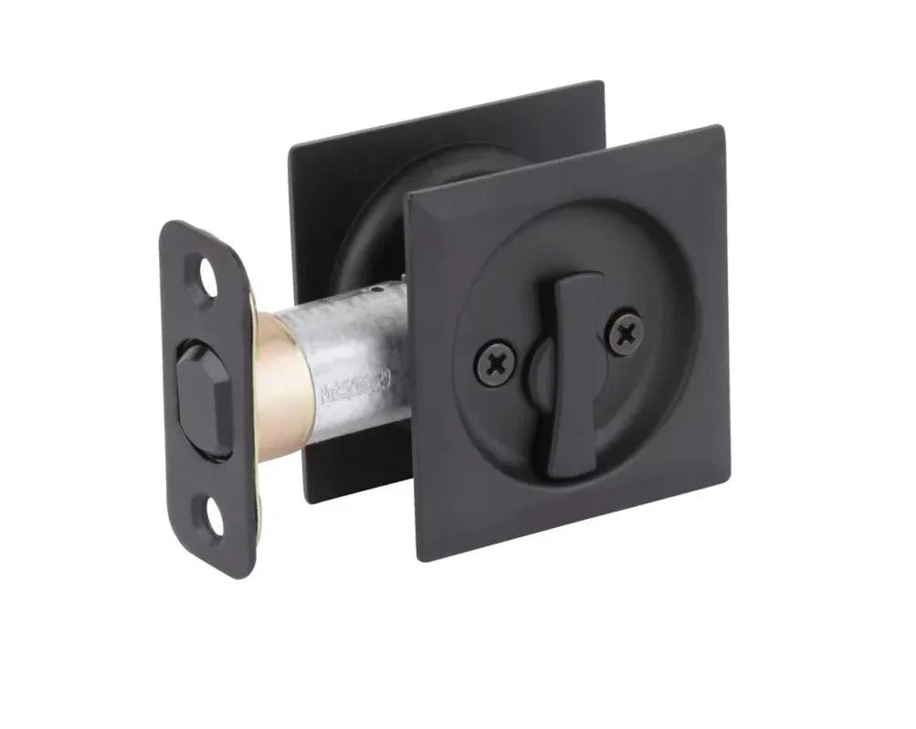 Kwikset Square Pocket Door Lock Matte Black