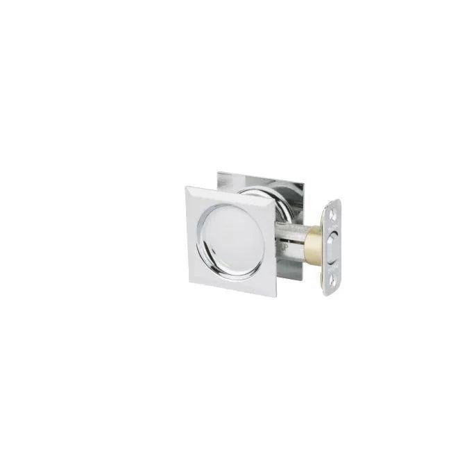 Kwikset Square Pocket Door Lock Polished Chrome