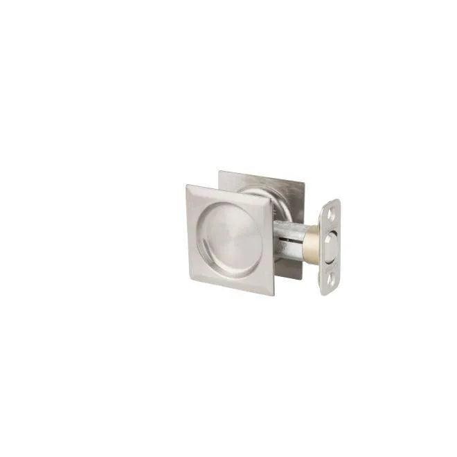 Kwikset Square Pocket Door Lock Satin Nickel