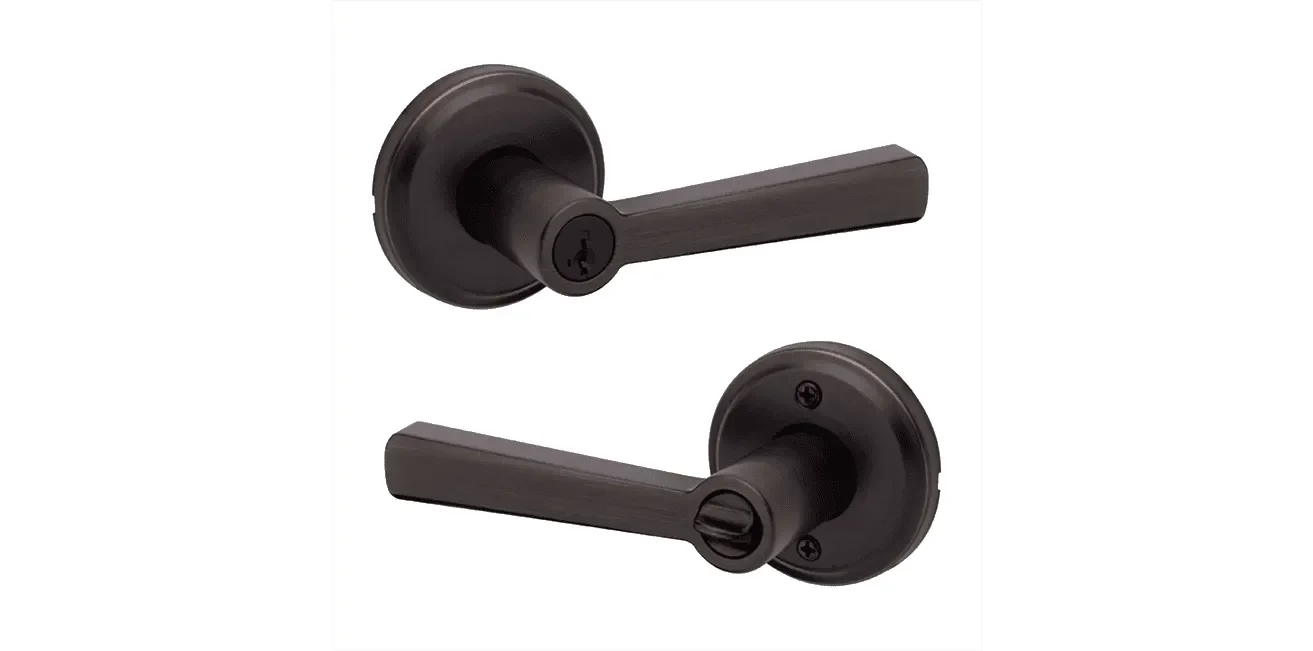 Kwikset Trafford Keyed Entry Lever with SmartKey in Venetian Bronze finish