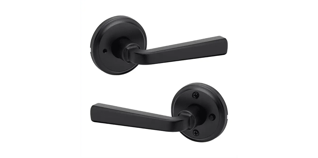 Kwikset Trafford Privacy Lever in Iron Black finish