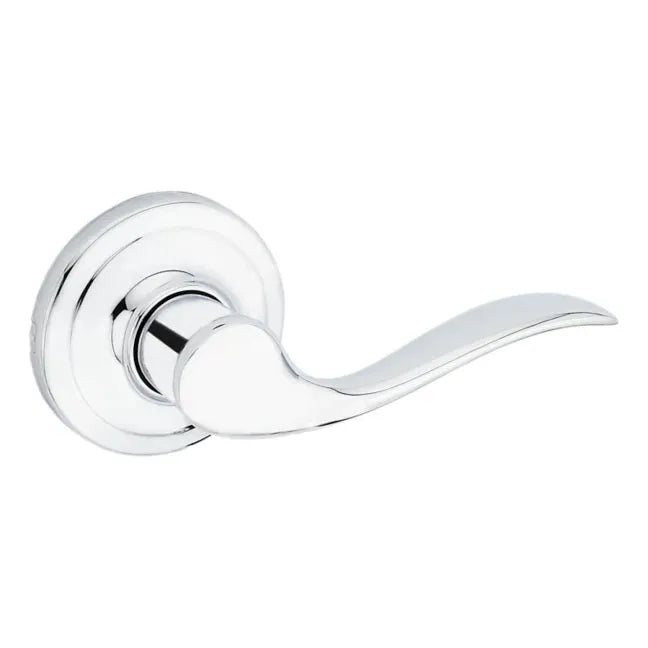 The Kwikset Kwikset Tustin Lever in Polished Chrome finish.