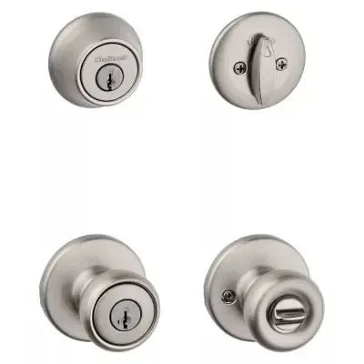 Kwikset Tylo SmartKey Single Cylinder Knobset and Deadbolt Combo Pack Satin Nickel
