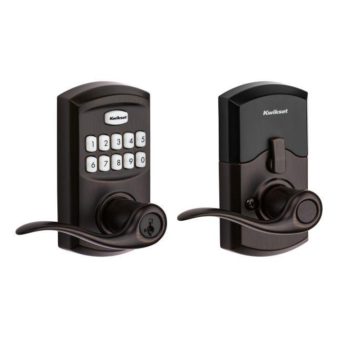 Kwikset Smartcode Keypad Electronic With Tustin Lever With SmartKey in Venetian Bronze finish