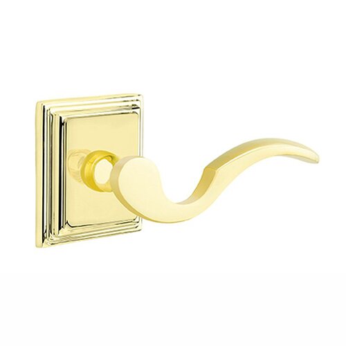 Emtek Cortina Lever With Wilshire Rosette in Lifetime Polished Brass finish