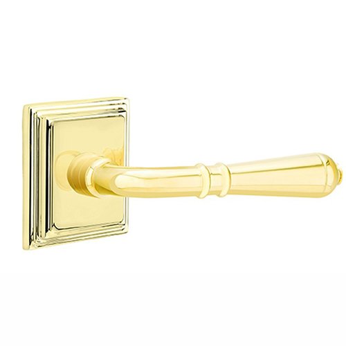 Emtek Turino Lever With Wilshire Rosette in Lifetime Polished Brass finish