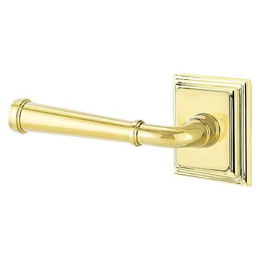 Emtek Merrimack Lever With Wilshire Rosette in Lifetime Polished Brass finish