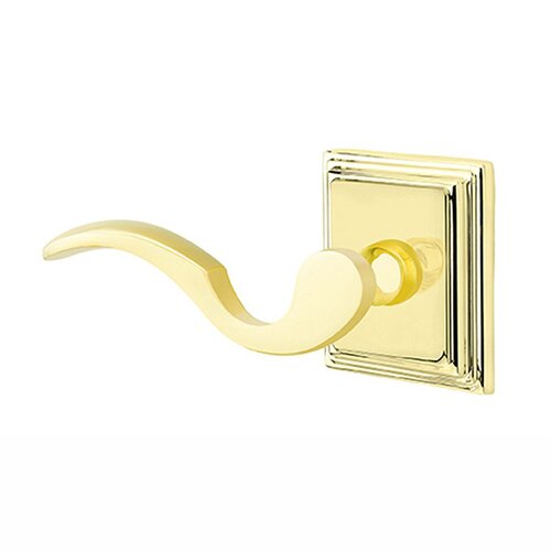 Emtek Cortina Lever With Wilshire Rosette in Lifetime Polished Brass finish