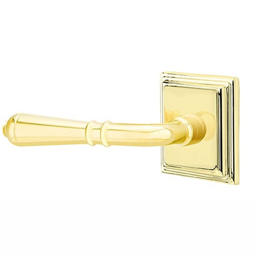 Emtek Turino Lever With Wilshire Rosette in Lifetime Polished Brass finish