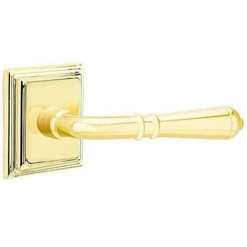 Emtek Turino Lever With Wilshire Rosette in Lifetime Polished Brass finish