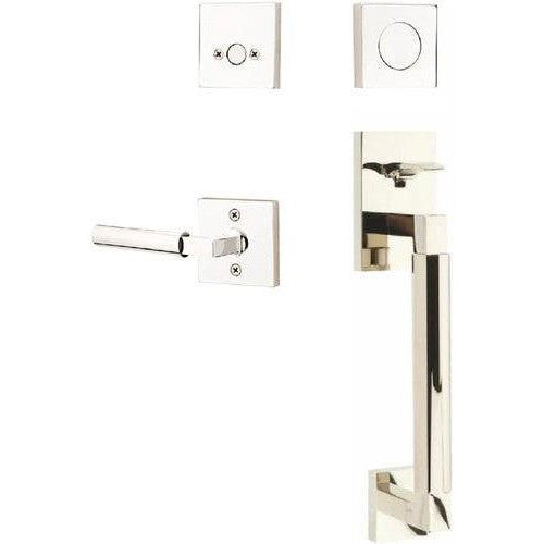 Emtek Hercules Smooth Sectional Tubular Entry Set with Hercules Lever in Lifetime Polished Nickel finish