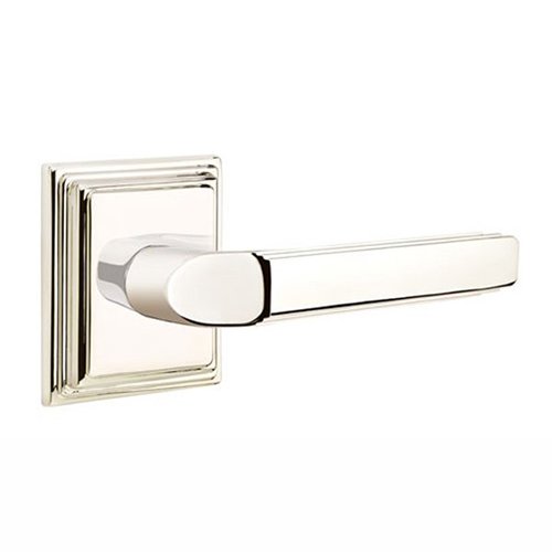 Emtek Milano Lever With Wilshire Rosette in Lifetime Polished Nickel finish