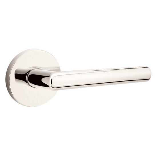 Emtek Stuttgart Lever With Disk Rosette in Lifetime Polished Nickel finish