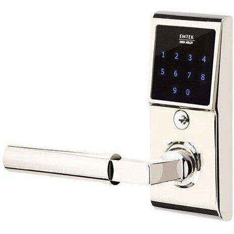 Emtek EMTouch Electronic Touchscreen Keypad Leverset with Hercules Lever in Lifetime Polished Nickel finish