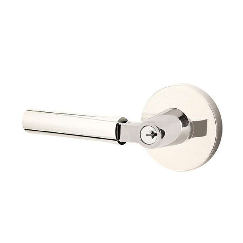 Emtek Hercules Lever With Disk Rosette in Lifetime Polished Nickel finish