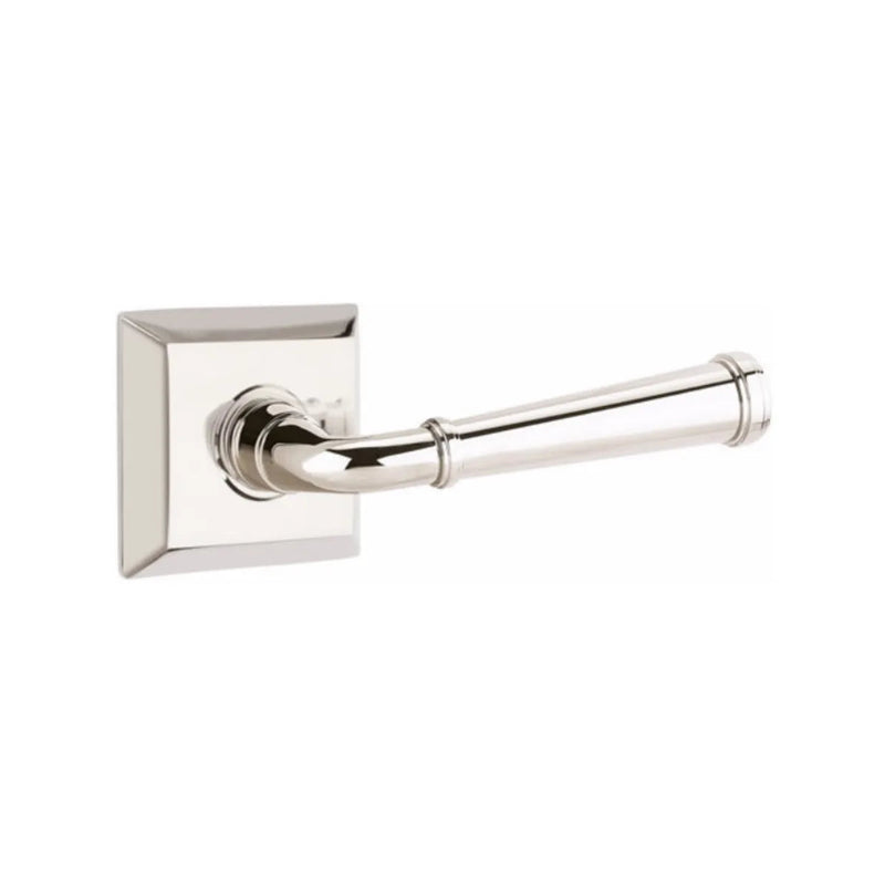 The Emtek Merrimack Lever with Quincy Rosette in Lifetime Polished Nickel finish