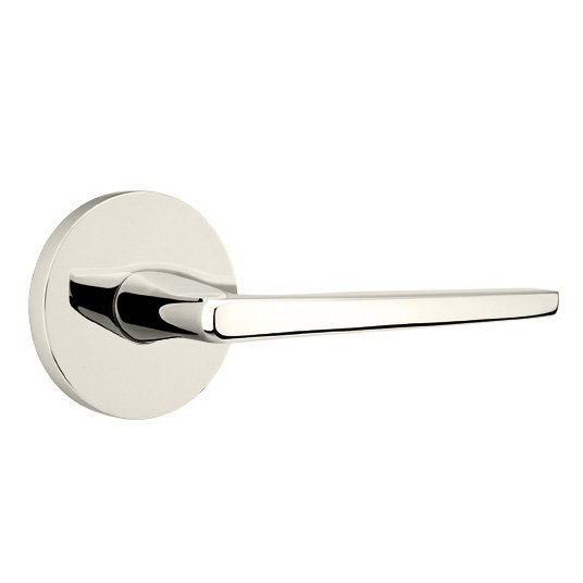 Emtek Hermes Lever With Disk Rosette in Lifetime Polished Nickel finish