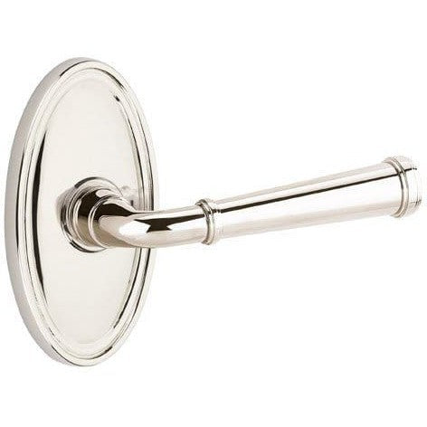 Emtek Merrimack Lever With Oval Rosette in Lifetime Polished Nickel finish