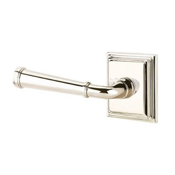 Emtek Merrimack Lever With Wilshire Rosette in Lifetime Polished Nickel finish