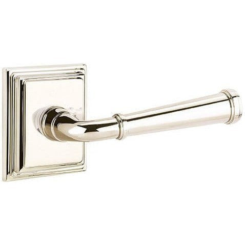 Emtek Merrimack Lever With Wilshire Rosette in Lifetime Polished Nickel finish