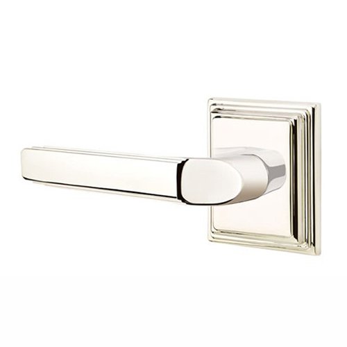 Emtek Milano Lever With Wilshire Rosette in Lifetime Polished Nickel finish