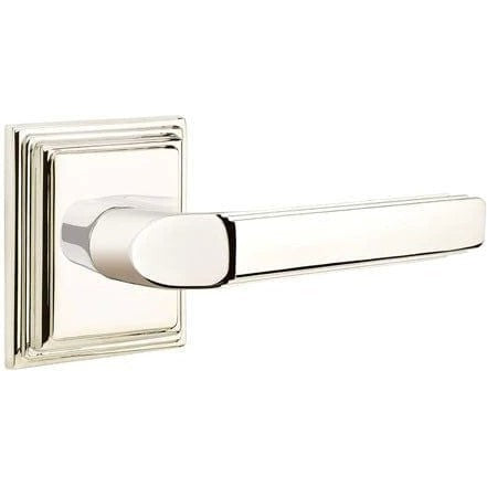 Emtek Milano Lever With Wilshire Rosette in Lifetime Polished Nickel finish