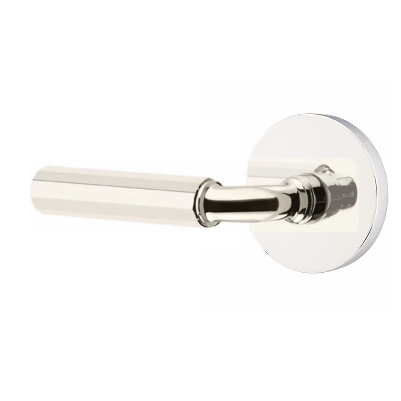 Emtek Select R-Bar Faceted Lever with Disk Rosette in Lifetime Polished Nickel finish