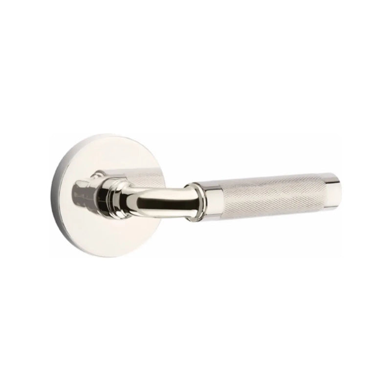 Emtek Select R-Bar Knurled Lever with Disk Rosette in Lifetime Polished Nickel finish