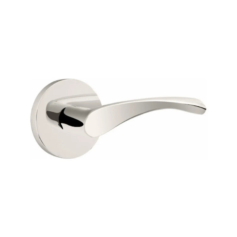 The Emtek Triton Lever With Disk Rosette in Lifetime Polished Nickel finish