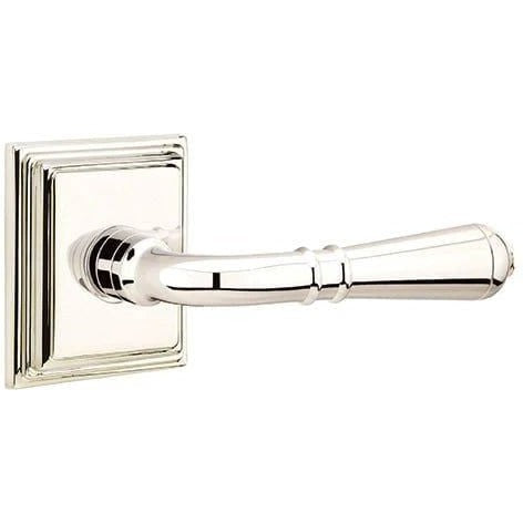 Emtek Turino Lever With Wilshire Rosette in Lifetime Polished Nickel finish