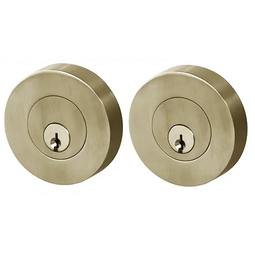 Linnea DB63R Modern Keyed Entry Double Cylinder Deadbolt and Round Rose in Satin Brass finish
