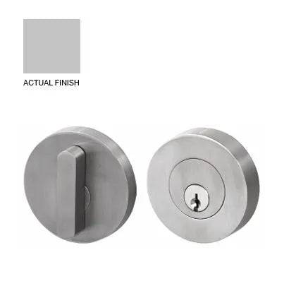 Linnea DB63R Modern Keyed Entry Single Cylinder Deadbolt with Thumbturn and Round Rose in Polished Stainless Steel finish