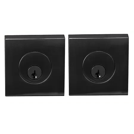Linnea DB63S Modern Keyed Entry Double Cylinder Deadbolt and Square Rose in Satin Black finish